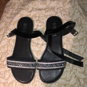 Elegant Black Sandals with Silver Accents
